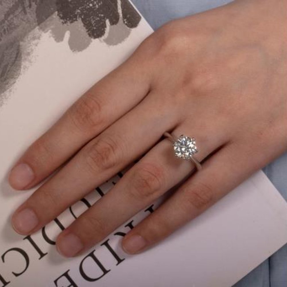 Certified 2ct. t.w. Moissanite Diamond Solitaire Engagement Ring NEW - Picture 2 of 11